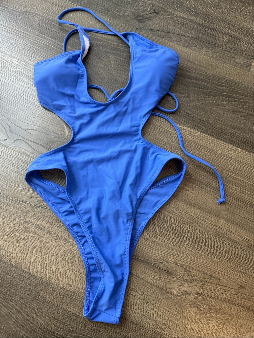 Blue One-Piece Cutout Swimsuit